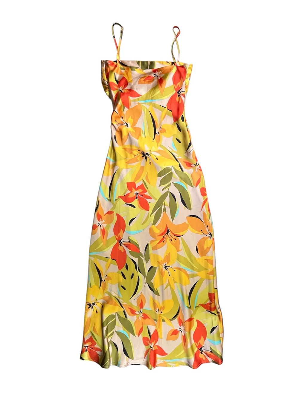NWT House of Harlow 1960 Yellow Floral Slip Maxi Dress, sz XS - Picture 4 of 8